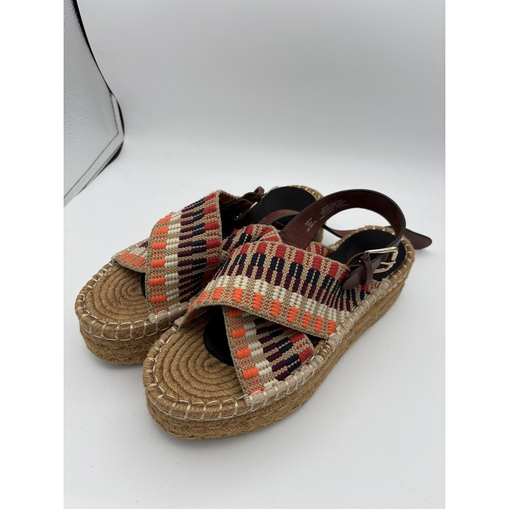 H&M Shoes Womens Size 8 Multicolor Striped Espadrille Wedge Sandals Ankle Strap